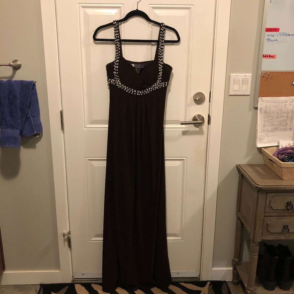 Size 6 JS Boutique Deep Brown Formal Dress